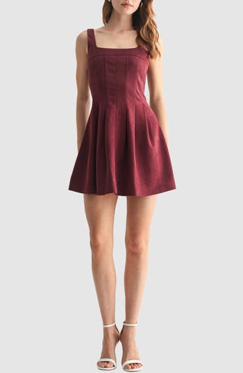 Lush Faux Suede Minidress In Red