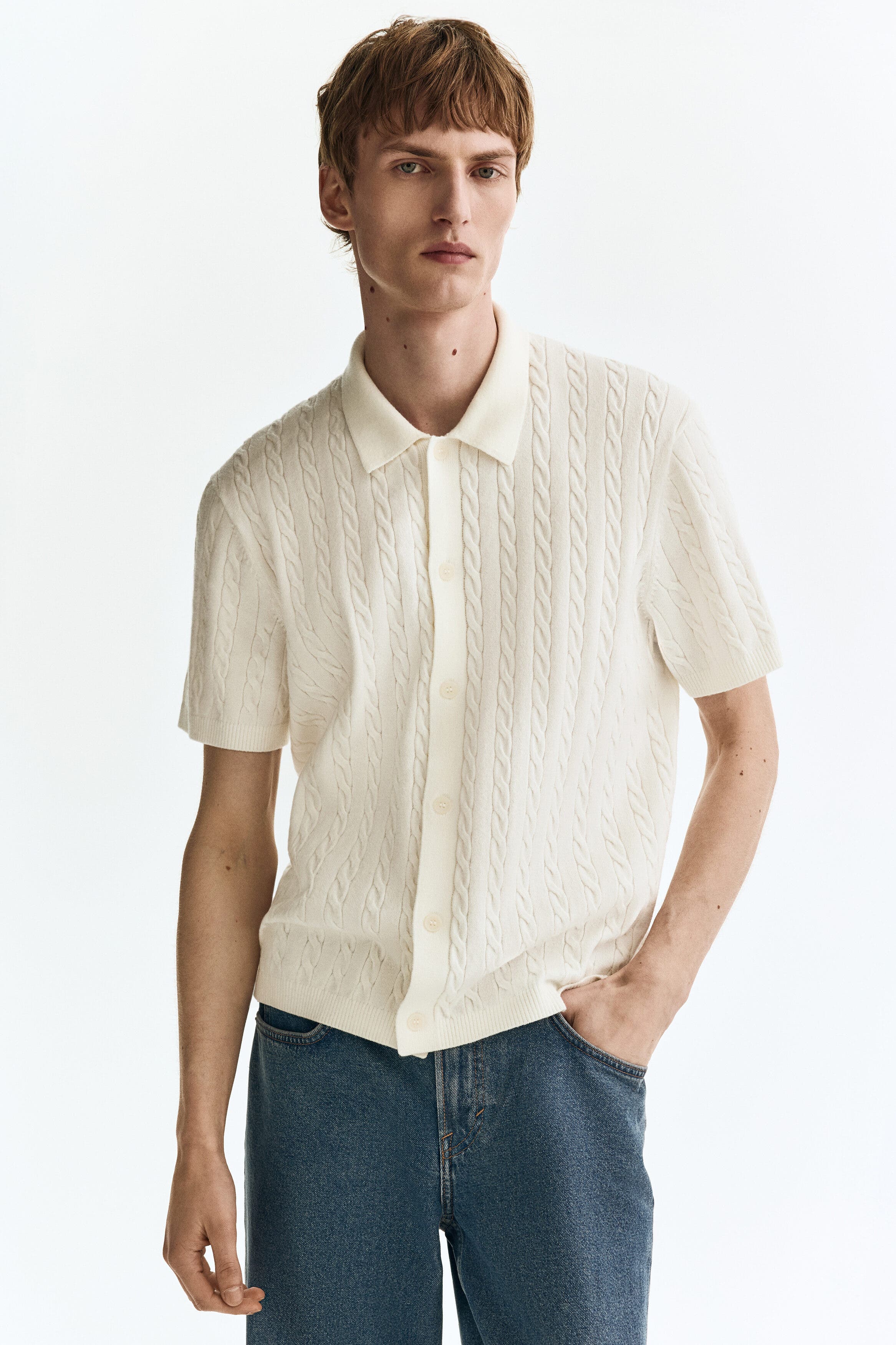 Regular Fit Cable-knit Shirt - image 4