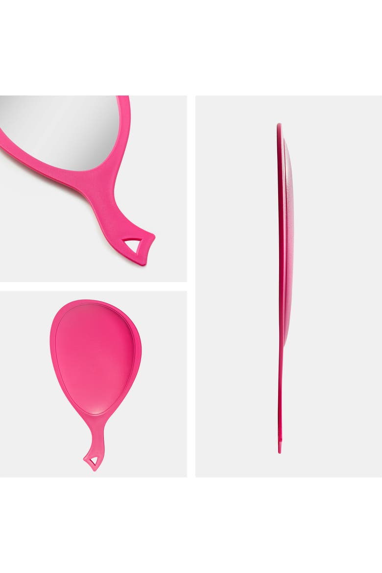 Teardrop Handheld Mirror with Handle, Alternate, color, Bright Pink
