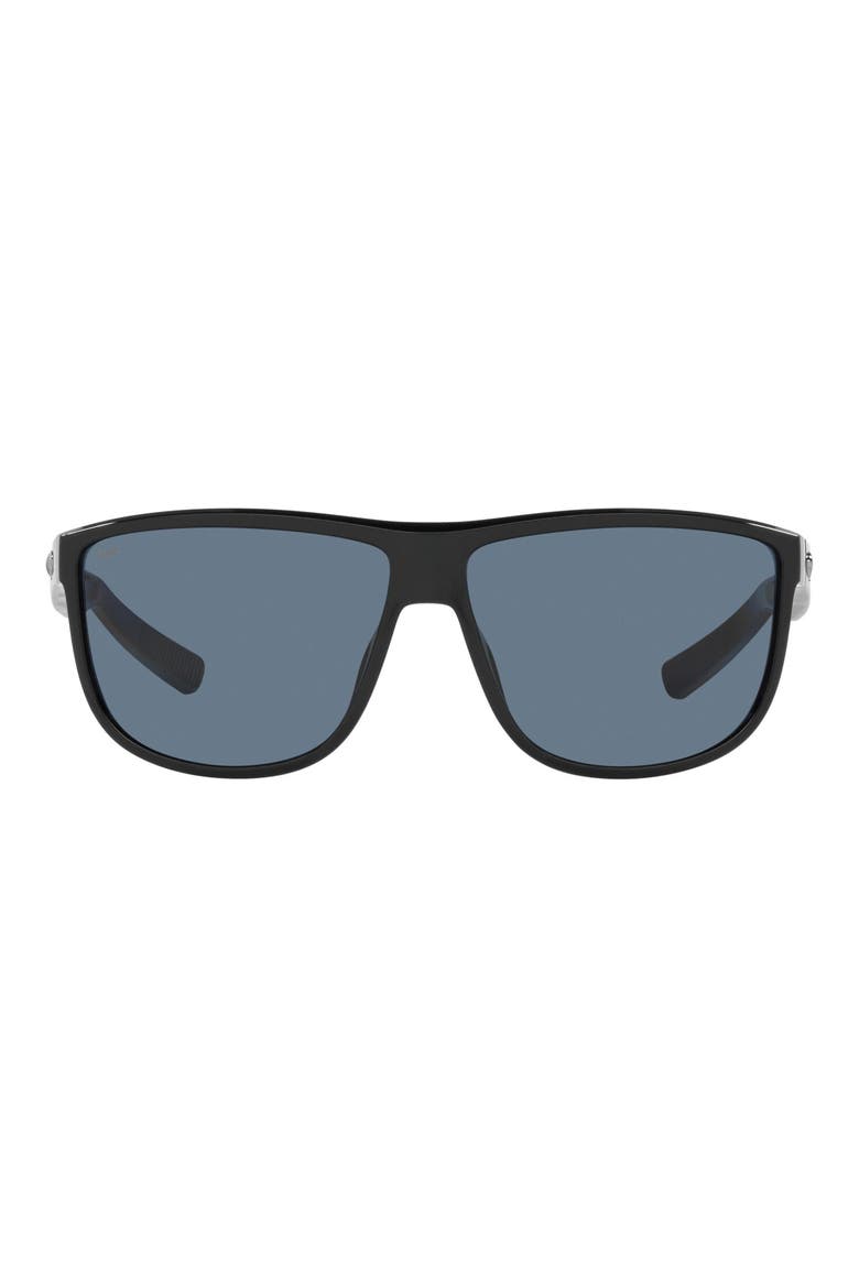 61mm Polarized Square Sunglasses, Main, color, BLACK GREY