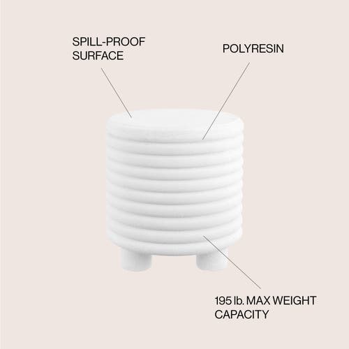 Jonathan Y Evans 18" Minimalist Modern 3-legged Drum Indoor/outdoor Accent Table In White Frosted