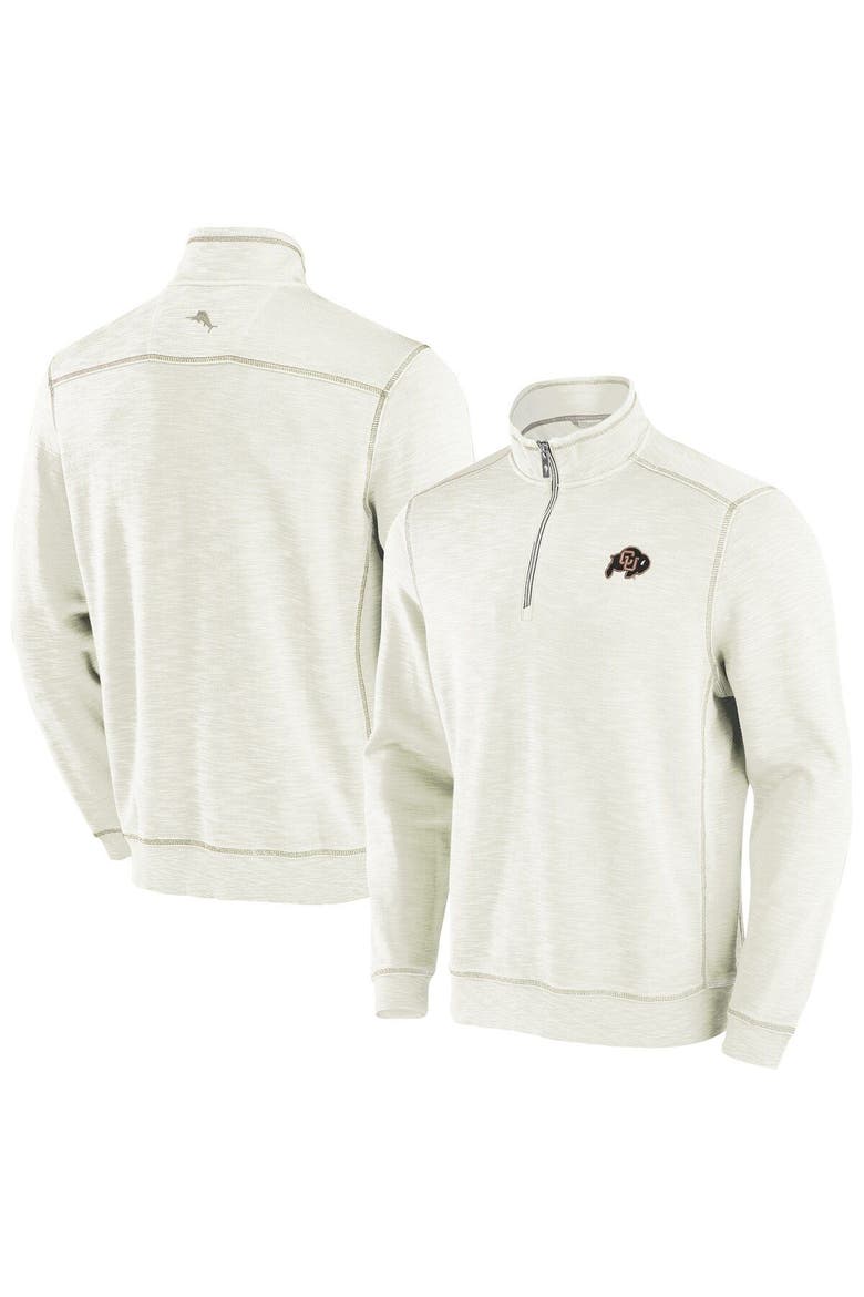 Men's Tommy Bahama Cream Colorado Buffaloes Tobago Bay Half-Zip Top, Main, color, Cream