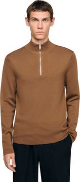 SANDRO Wool sweater with zip collar