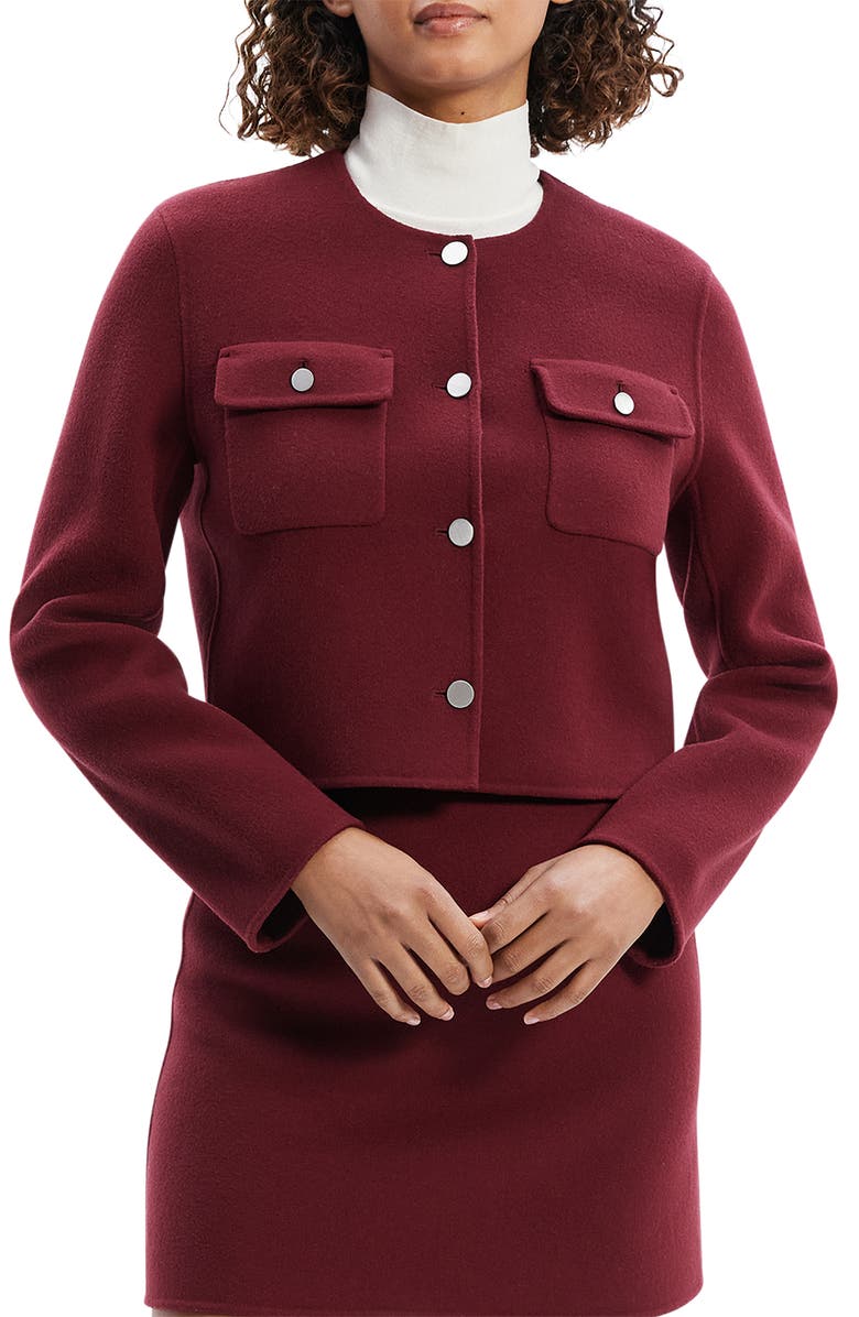 Theory Wool & Cashmere Crop Jacket, Main, color, Cordovan