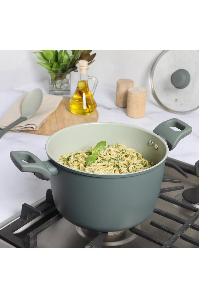 7pc Ceramic Nonstick Aluminum Cookware Set, Alternate, color, Green