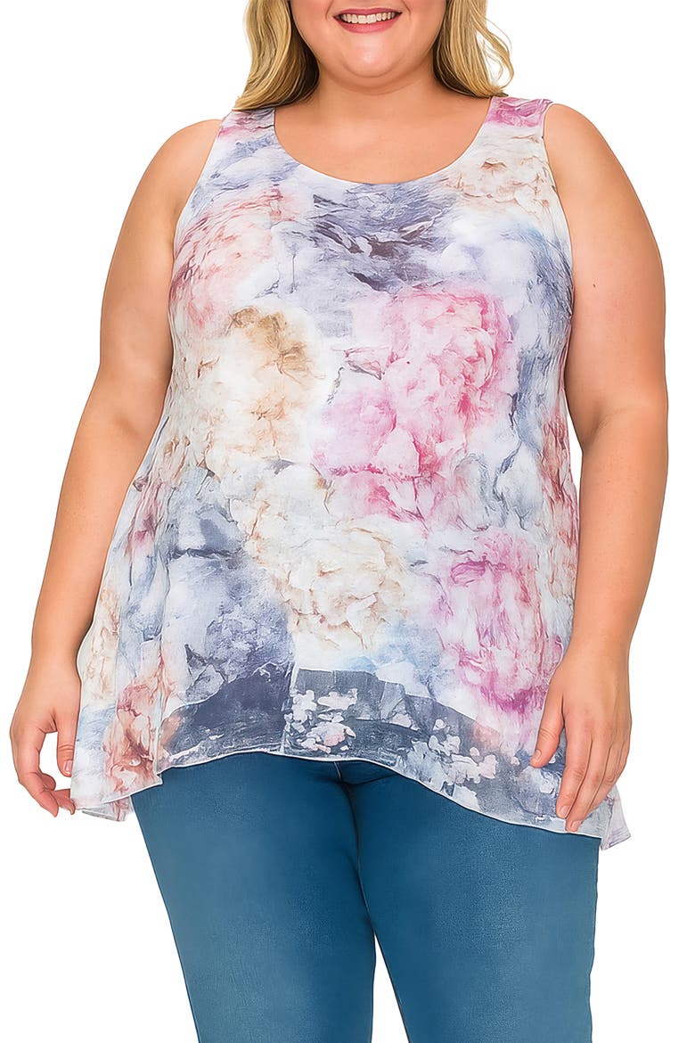 Rose Print Mesh Top, Main, color, ROSE LACE
