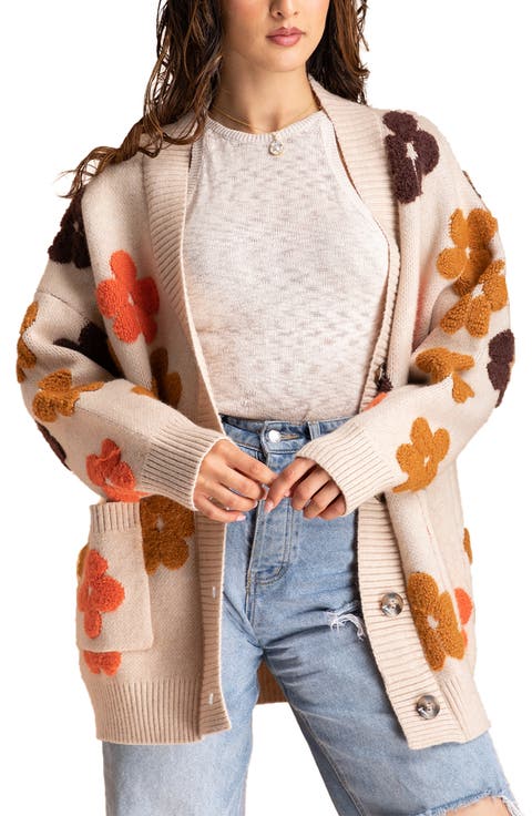 Floral Print Button Front Cardigan