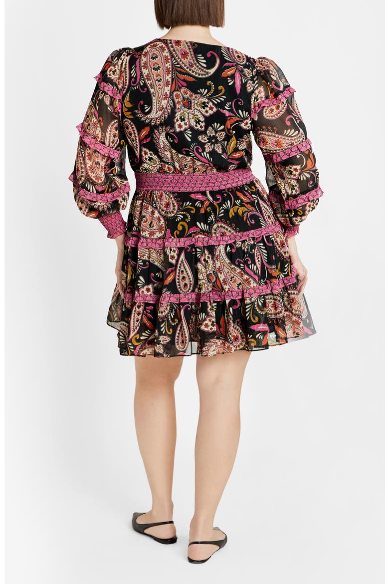 Iris Metallic Stripe Print Long Sleeve Tiered Dress, Alternate, color, PAISLEY