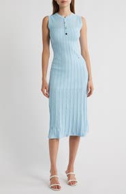 Lipsy Sleeveless Pointelle Rib Midi Dress