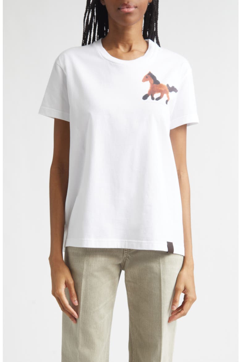 Watercolor Horse Graphic T-Shirt, Main, color, PURE WHITE