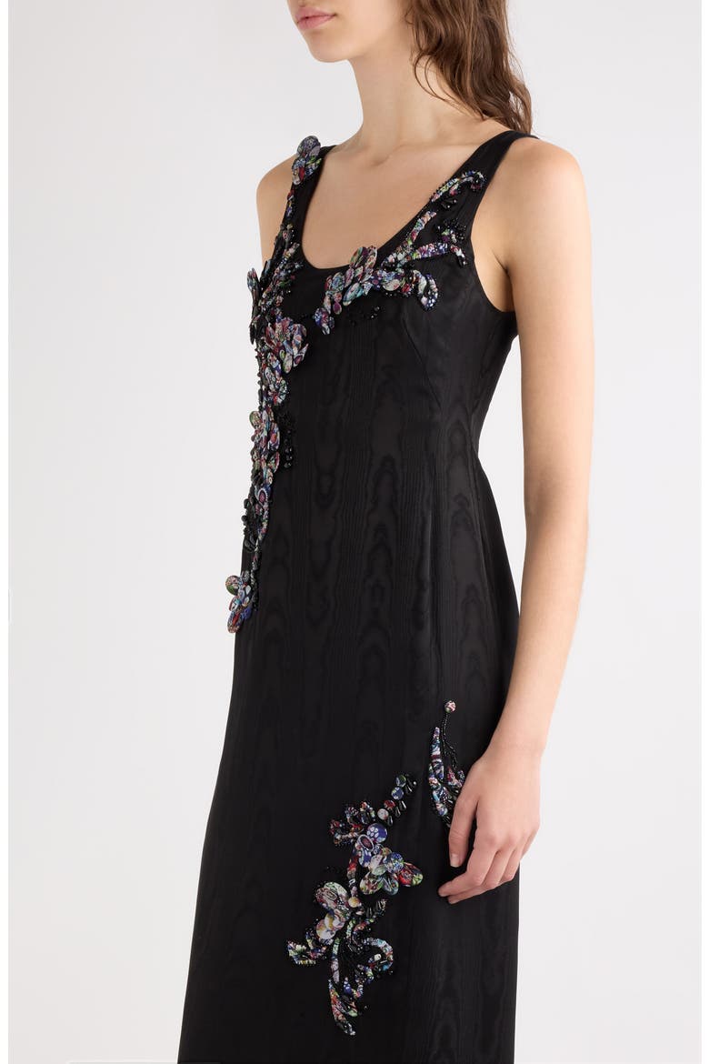 Debant Bead Embellished Moiré Column Dress, Alternate, color, BLACK