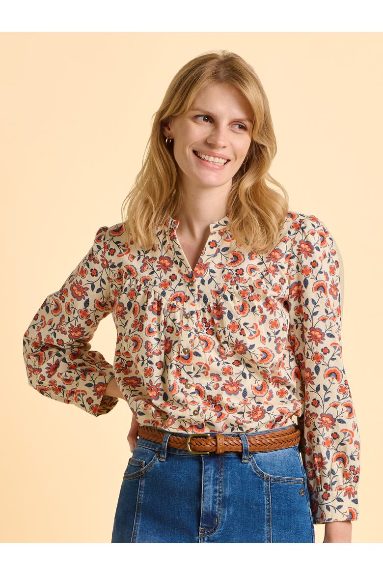 Lindsay Long Sleeve V-Neck Shirt, Alternate, color, Cream