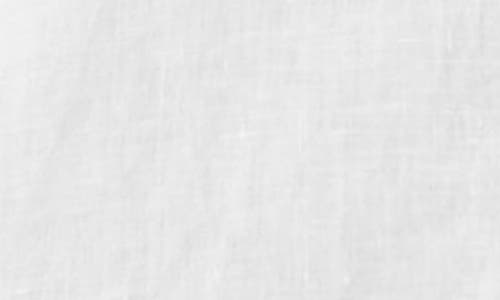 Eileen Fisher Band Collar Short Sleeve Organic Linen Button-up Shirt In White