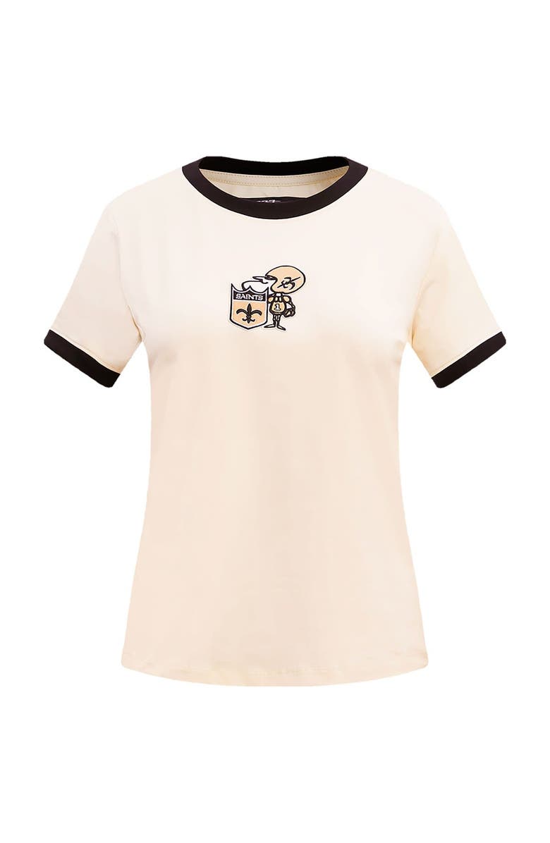 PRO STANDARD Women's Pro Standard Cream New Orleans Saints Retro Classic Ringer T-Shirt, Alternate, color,