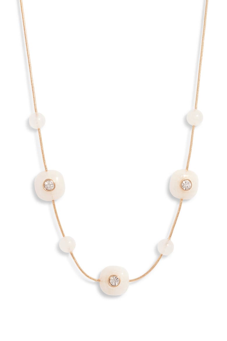 Crystal & White Jade Stationary Necklace, Main, color, CLEAR- WHITE- GOLD