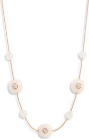 Nordstrom Crystal & White Jade Stationary Necklace