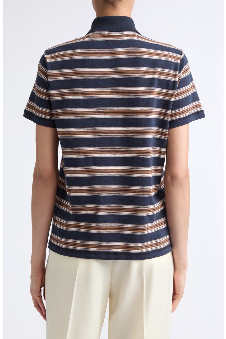 Stripe Polo, Alternate, color, BROWN/ BLUE