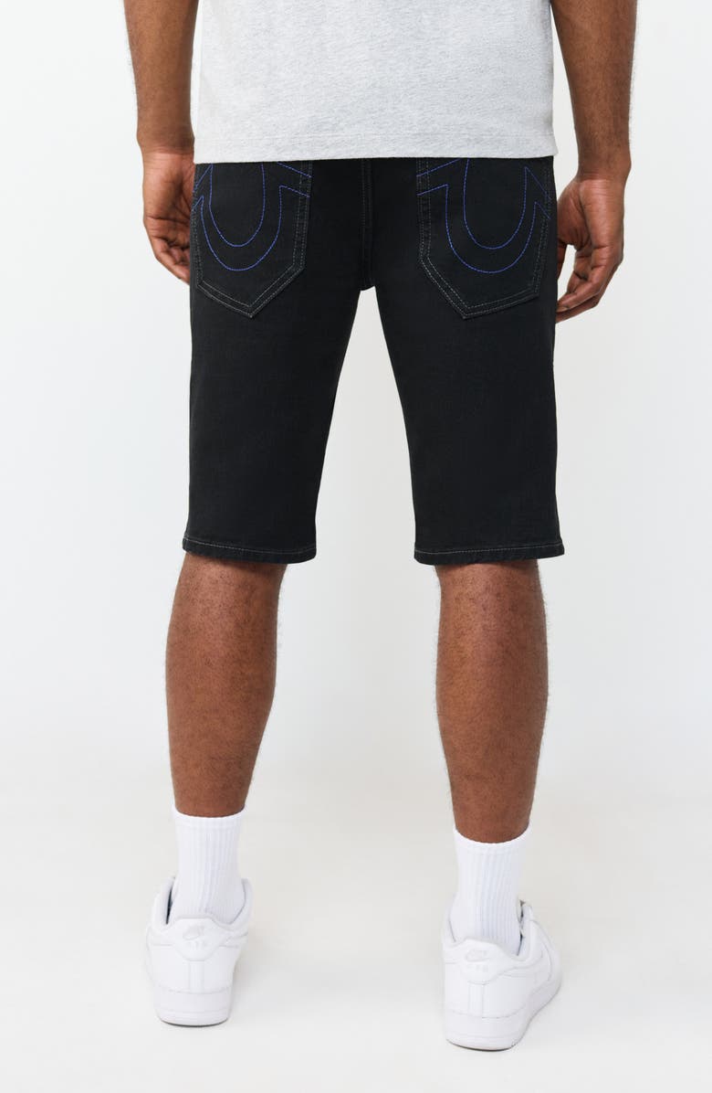 True Religion Rocco Super T Flap Raw Hem Jean Shorts, Alternate, color, Black Rinse
