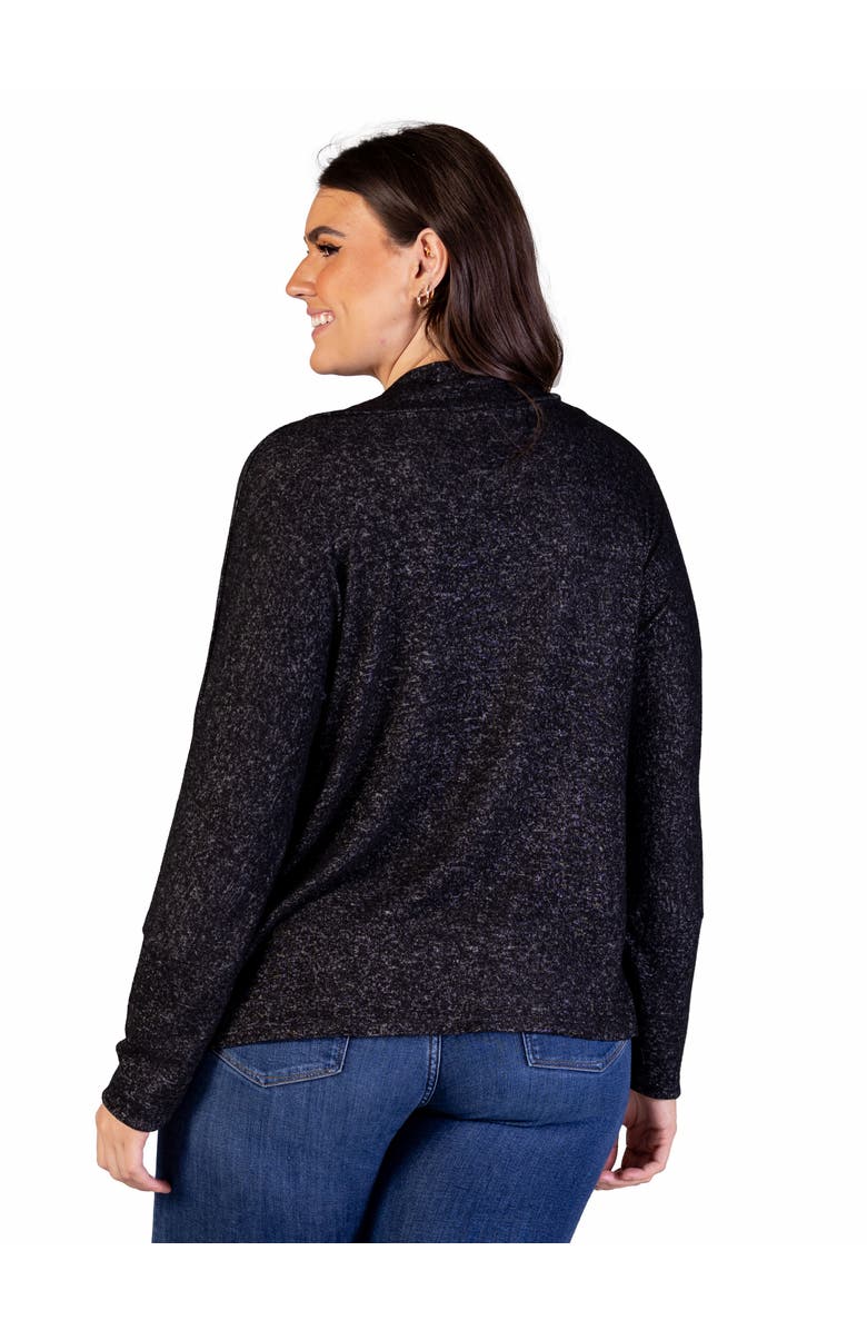 24seven Comfort Apparel Curved Hem Open Front Long Bolero Shrug, Alternate, color, Black