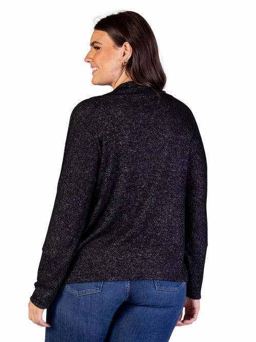 24seven Comfort Apparel Curved Hem Open Front Long Bolero Shrug In Black