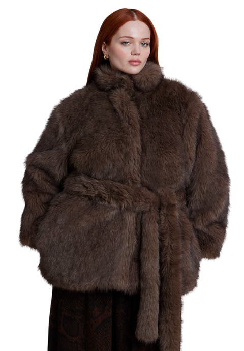 Belted Faux Fur Jacket (plus)