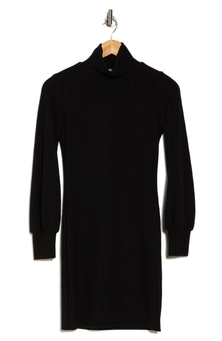 TASH AND SOPHIE Turtle Neck Sweater Dress, Alternate, color, Black