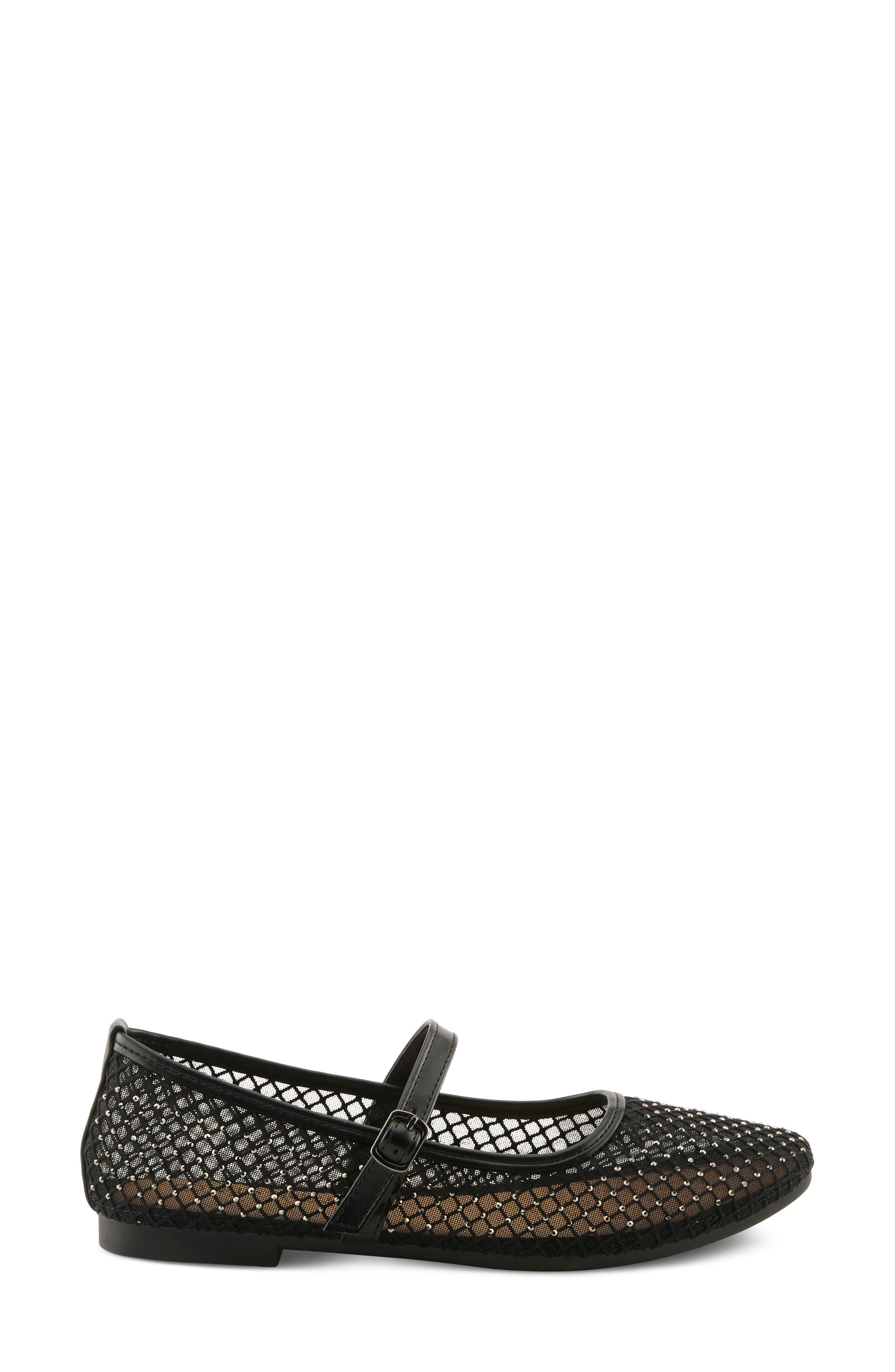 Sharkey Rhinestone Mesh Mary Jane Flat, Alternate, color, BLACK