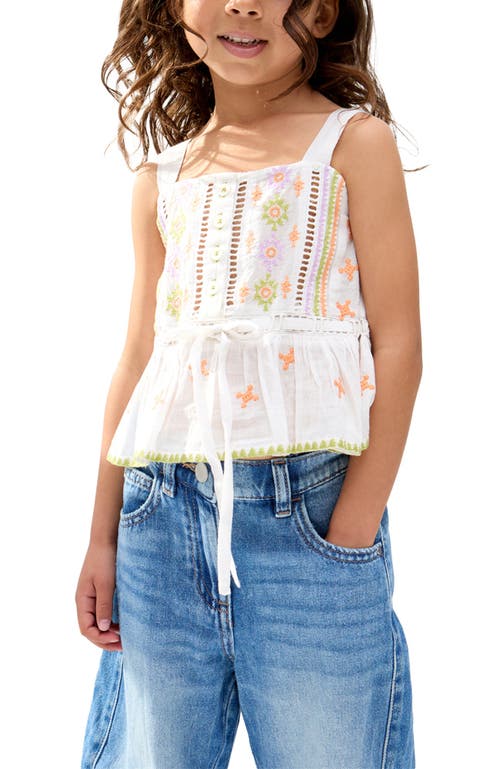 Raffya Kids Penny Lace Insert All Over Embroidered Cami In White