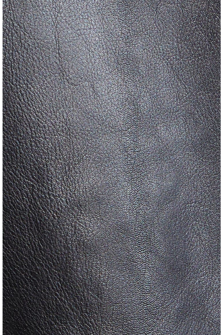 Grained Goatskin Leather Trucker Jacket, Alternate, color, BLACK