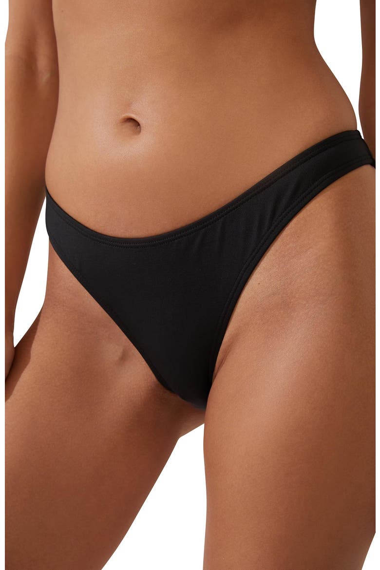 Women's Refined High Side Brazilian Bikini Bottom, Alternate, color, Black