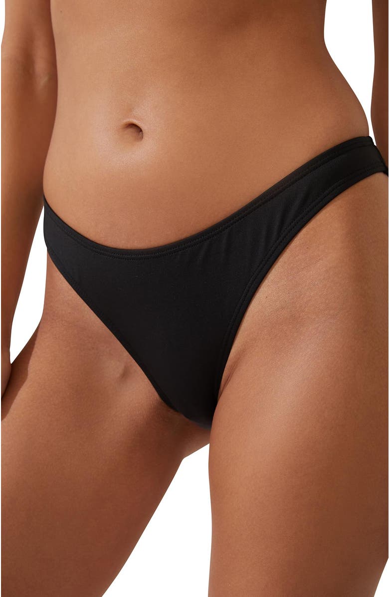 COTTON ON BODY Women's Refined High Side Brazilian Bikini Bottom, Alternate, color, Black