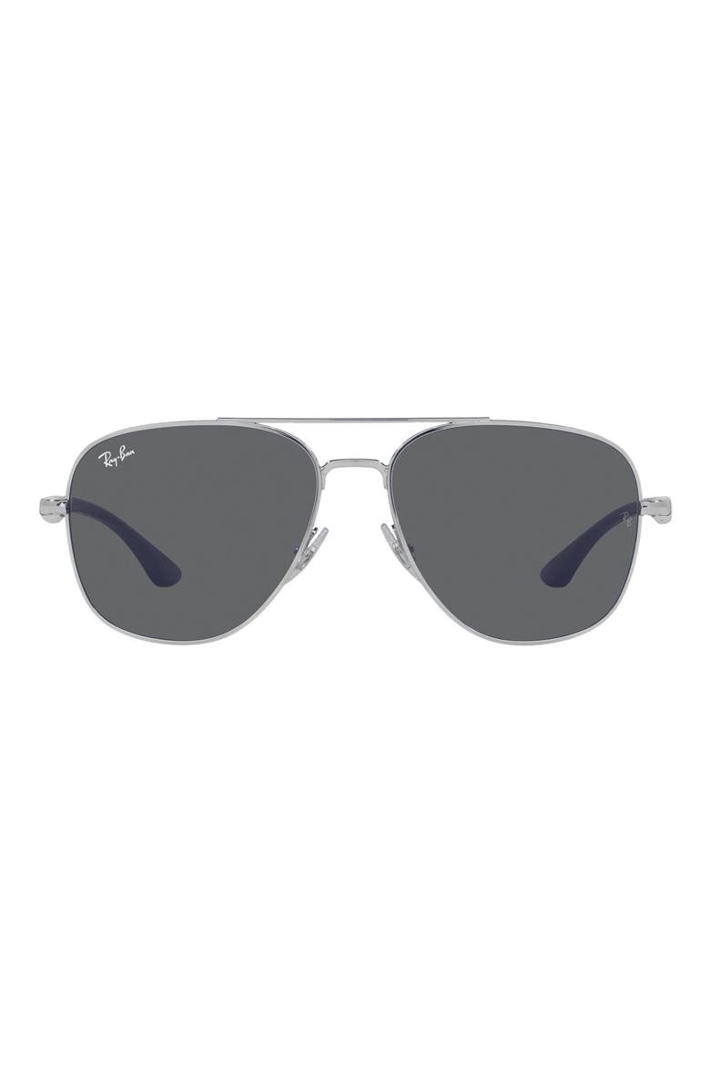 56mm Square Sunglasses, Main, color, SILVER