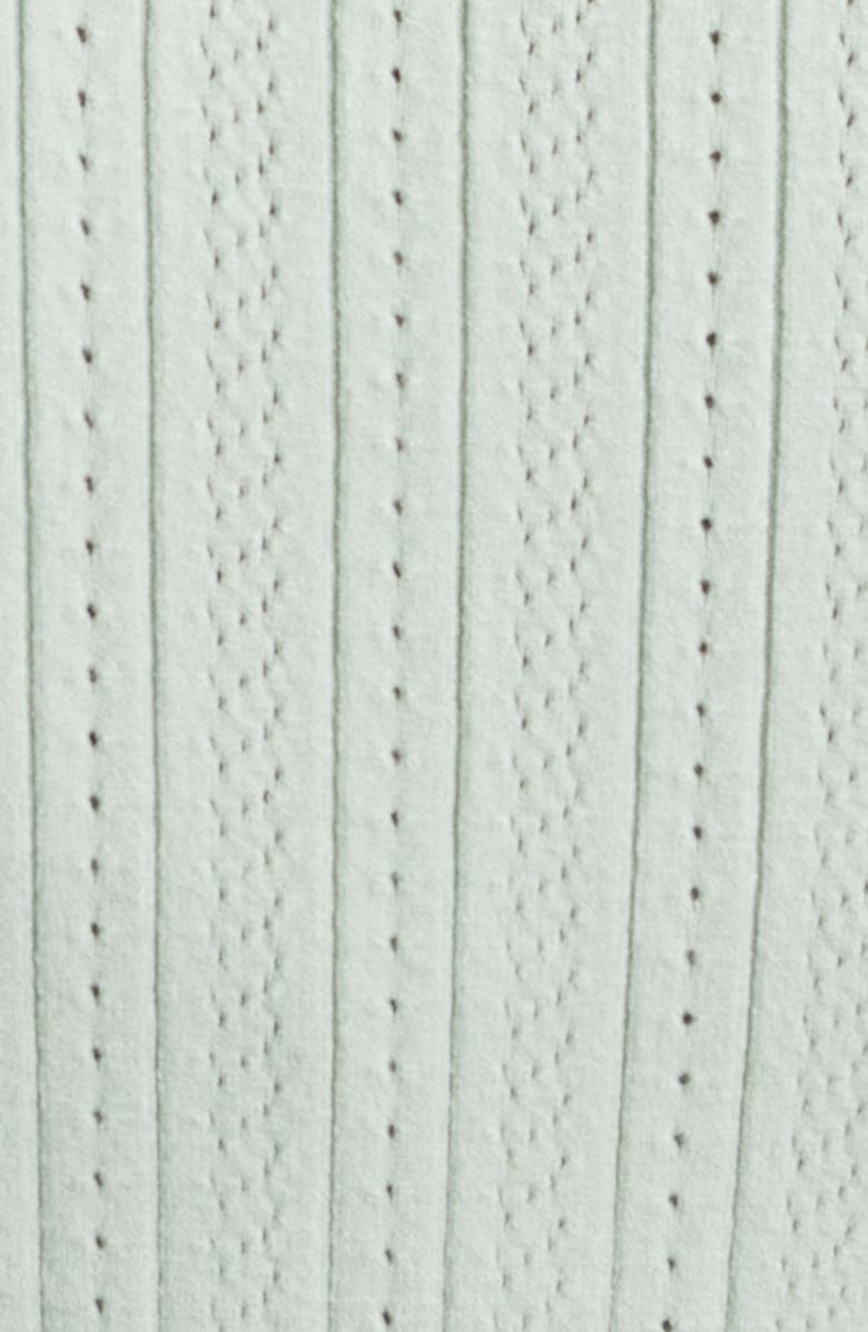 LoveShackFancy Martti Scallop Trim Crop Pointelle Cardigan, Alternate, color, Eau De Nil