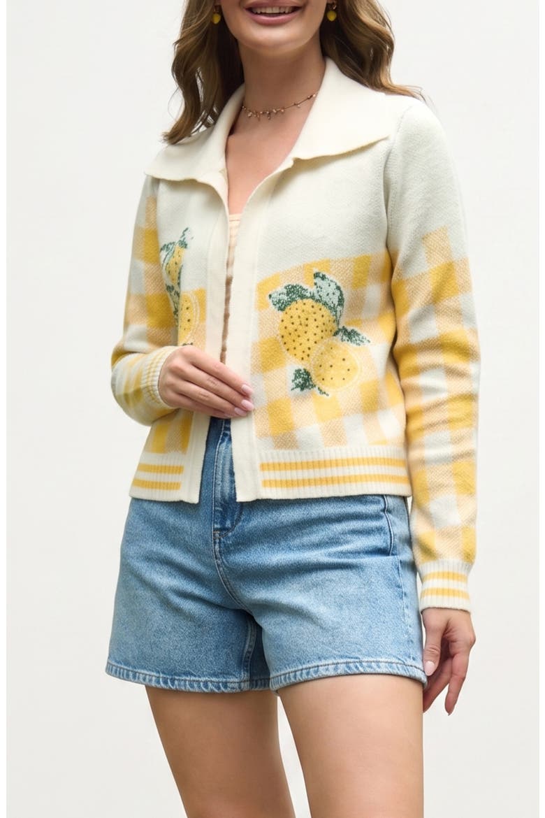 Lemon Picnic Cardigan, Main, color, IVORY MULTI