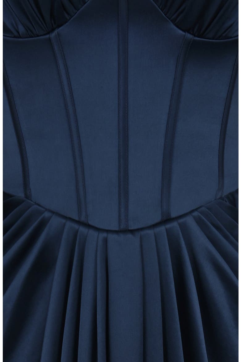 Angeline Sleeveless Satin Corset Gown, Alternate, color, NAVY