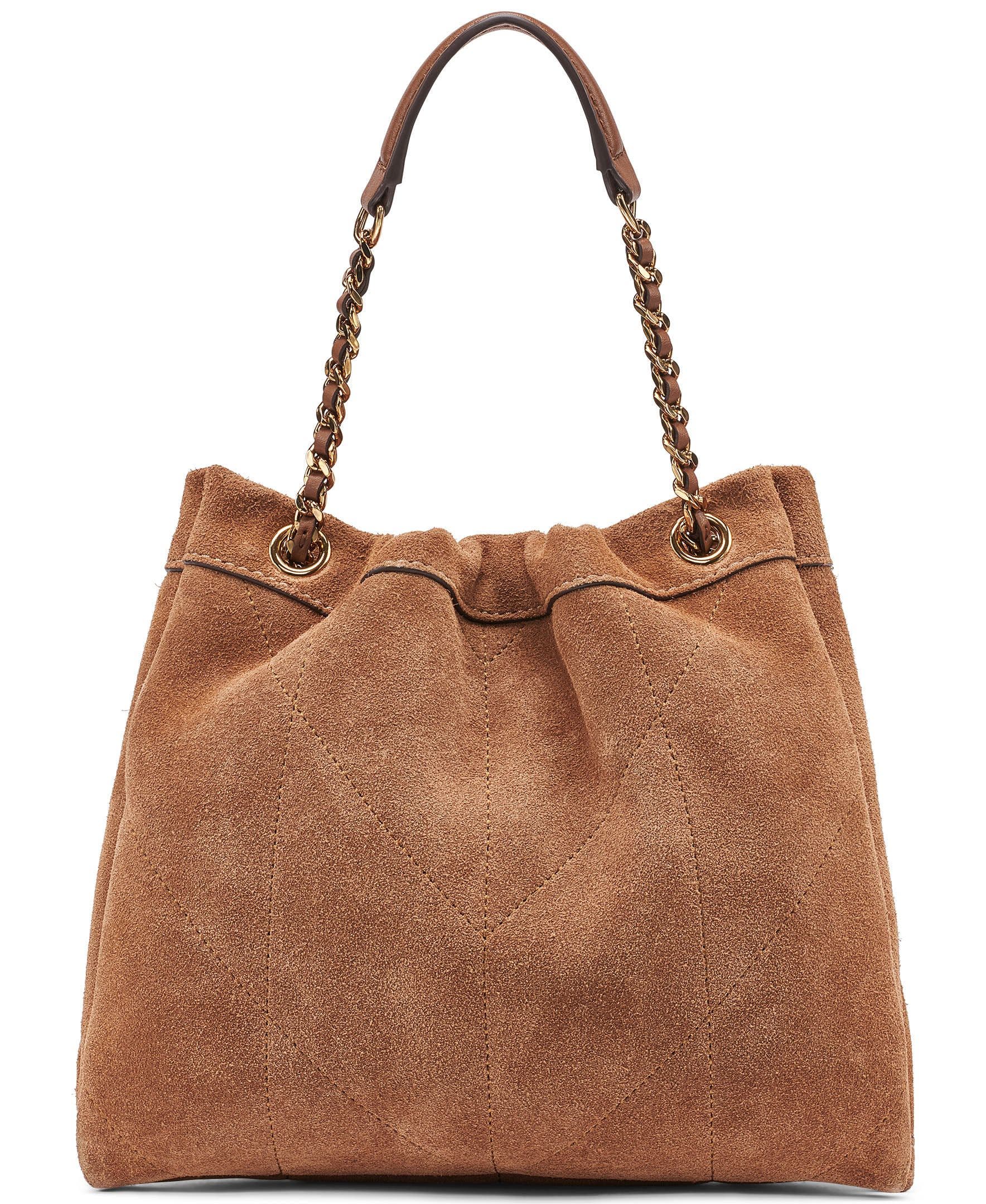 KARL LAGERFELD PARIS Amandine Suede Crossbody, Alternate, color, Cognac