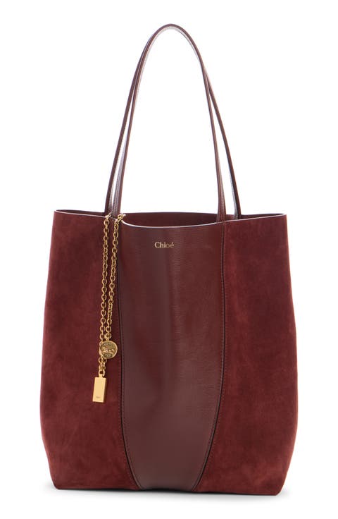 Large Spin Leather & Suede Tote