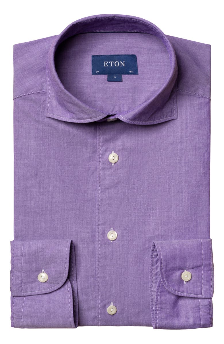 Eton Extra Trim Fit Solid Cotton & Silk Dress Shirt, Main, color,