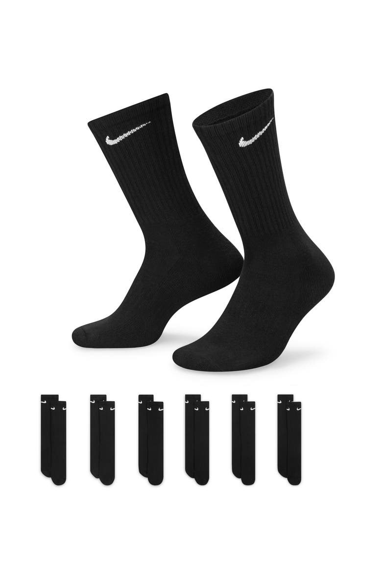 Kids' 6-Pack Everyday Cushioned Training Crew Socks, Alternate, color, 010 BLACK/WHITE