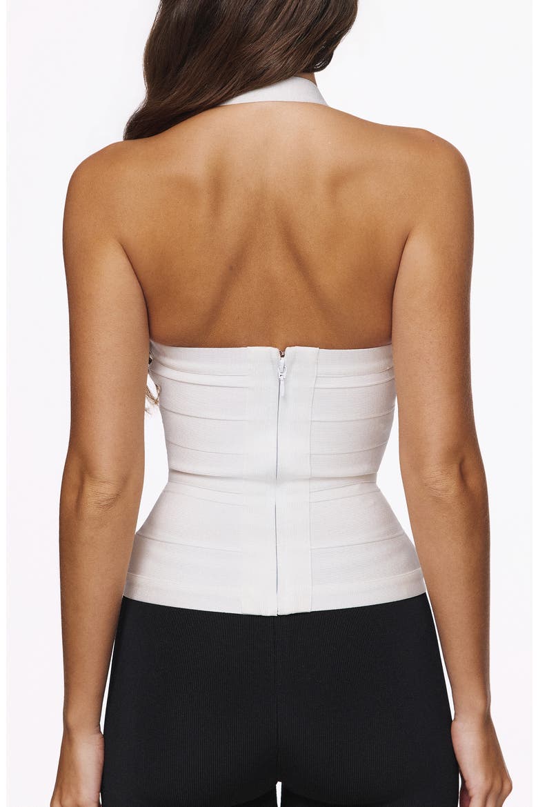 The Contour Plunge Halter Bandage Top, Alternate, color, WHITE