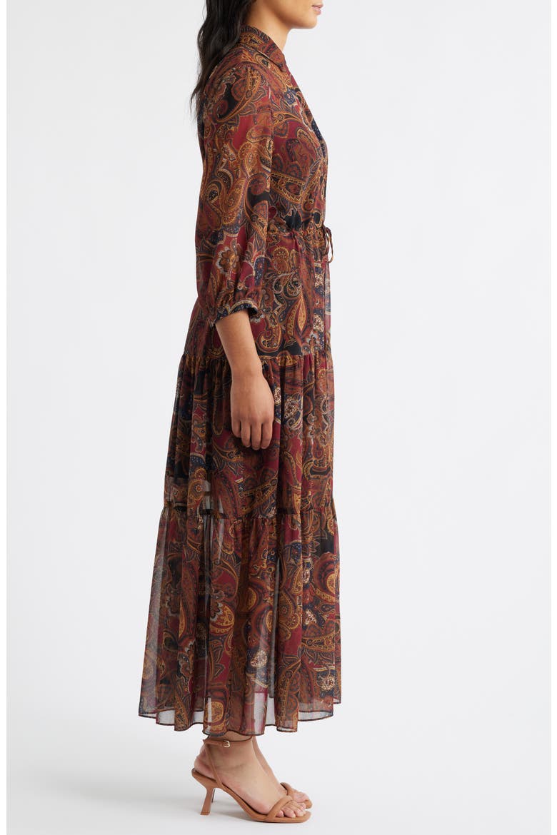 Paisley Tiered Dress, Alternate, color, BURGUNDY MULTI