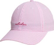 adidas Logo Seersucker Stripe Adjustable Baseball Cap