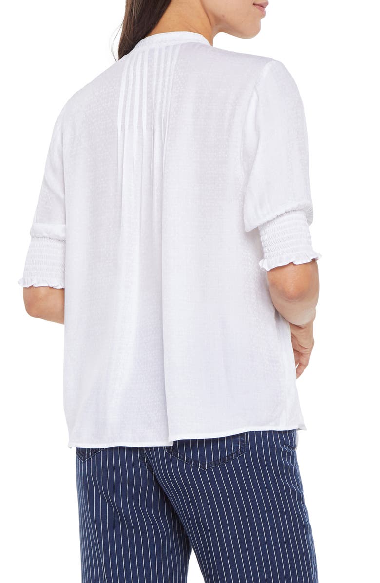 NYDJ Pleated Peasant Blouse, Alternate, color, Optic White