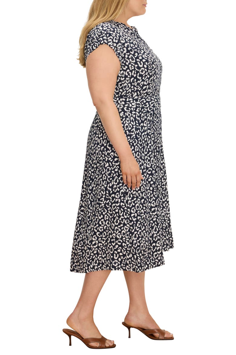 Sonni Leopard Sketch Midi Dress, Alternate, color, INDIGO MULTI