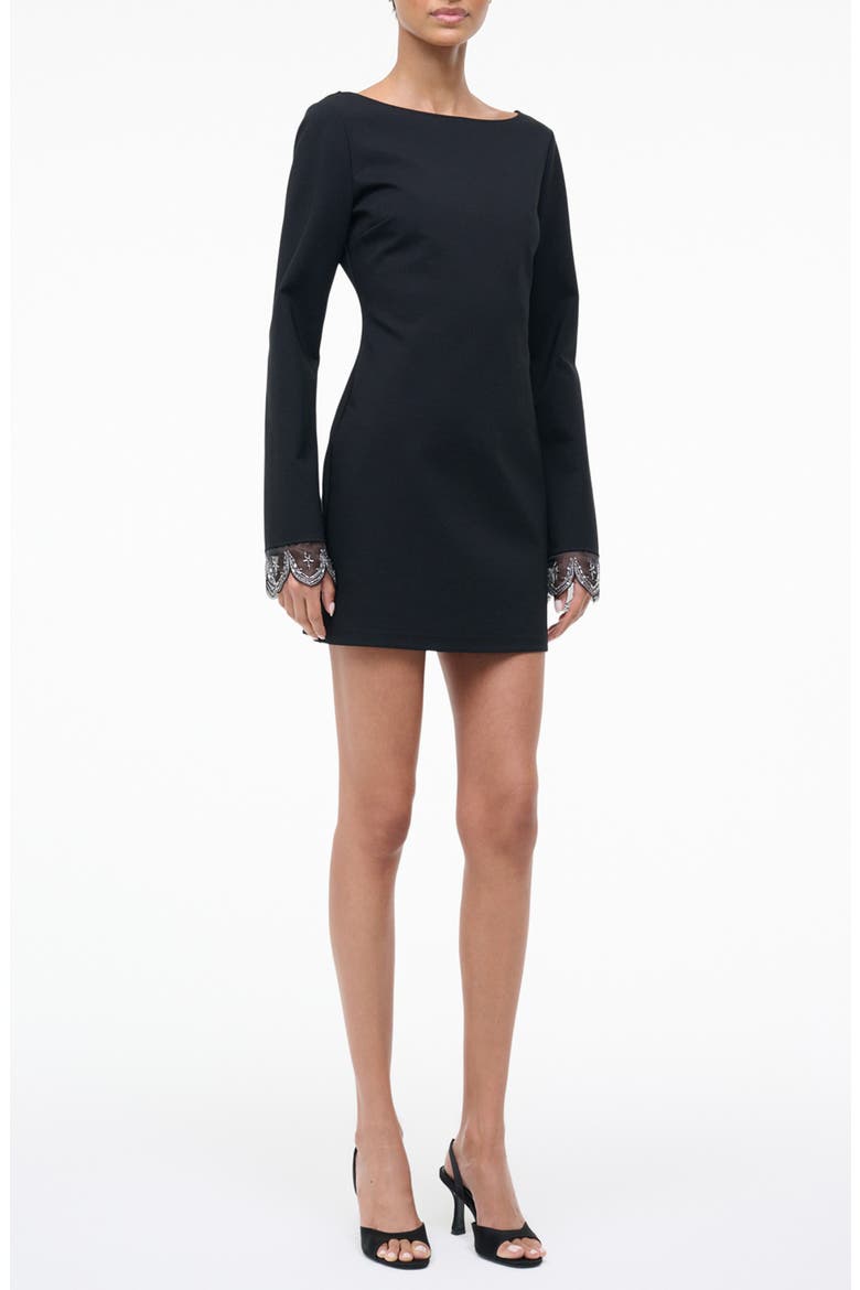 Hunter Bead Cuff Detail Long Sleeve Minidress, Alternate, color, BLACK