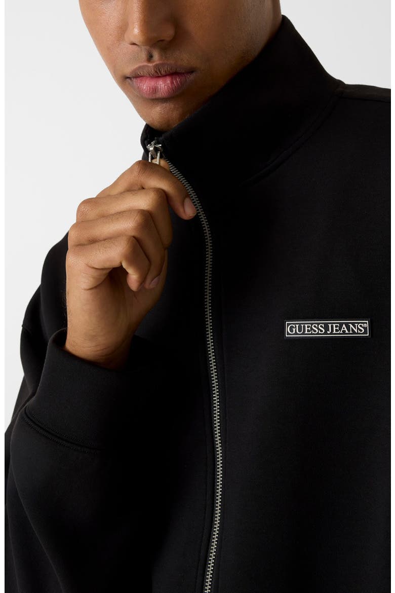 Mock Neck Crop Scuba Knit Jacket, Alternate, color, BLACK