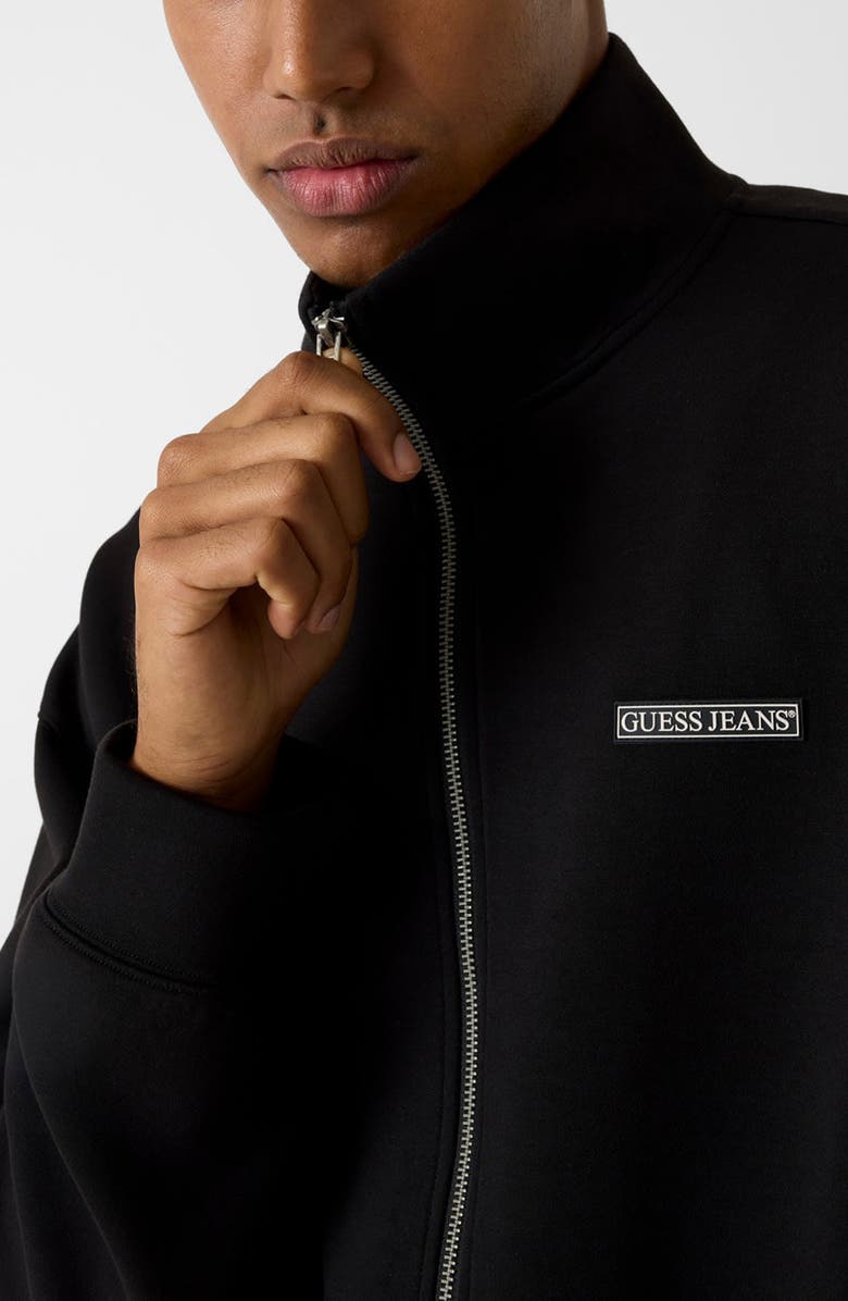 GUESS JEANS Mock Neck Crop Scuba Knit Jacket, Alternate, color, Black