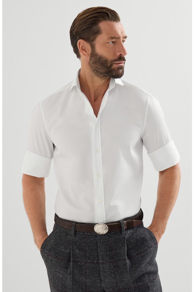 Twill shirt with spread collar, Alternate, color, White