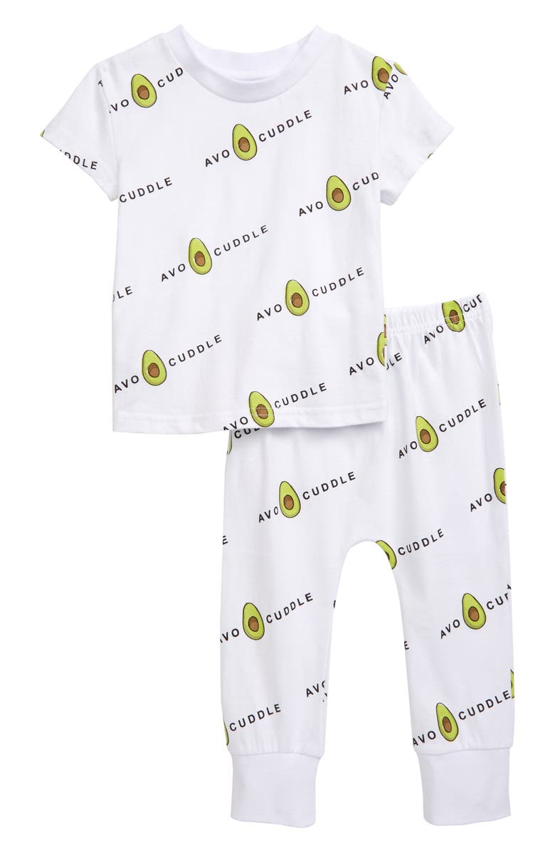 TINY TRIBE Avo Cuddle Fitted Two-Piece Pajamas, Main, color,