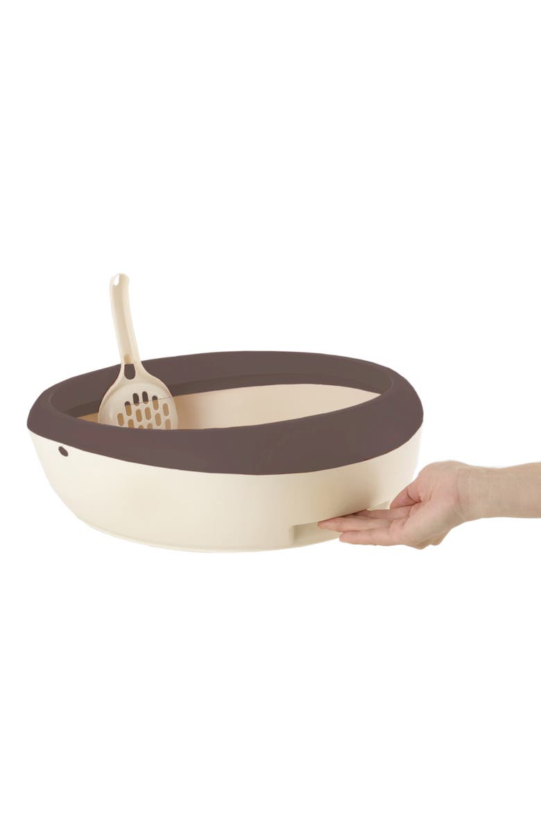 Richell PAW TRAX Top Open Cat Litter Pan in Brown, Easy Clean Cat Litter Box w/ Scoop, Alternate, color, Multicolored